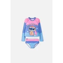 DISNEY - Conjunto de baño de Stitch manga larga multicolor para niña