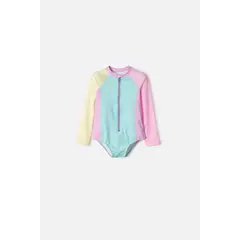 LITTLEMIC - Vestido de baño multicolor manga larga para niña 2t a 5t