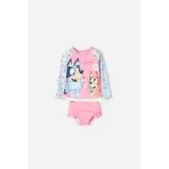 BLUEY - Conjunto de baño de manga larga multicolor para niña 2t a 6t