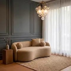GENERICO - Sofá Ibiza Diseño Curvo + 2 Cojines Decorativos - Tela Antifluidos y PetFriendly