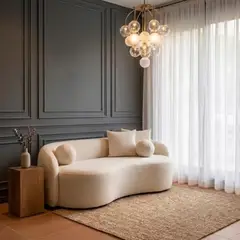 GENERICO - Sofá Ibiza Diseño Curvo + 2 Cojines Decorativos - Tela Antifluidos y PetFriendly