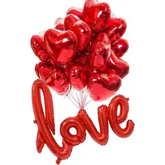 GENERICO - 15 BOMBAS GLOBOS AMOR Y AMISTAD CORAZON LOVE METALIZADO