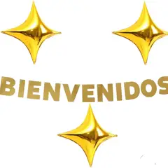 GENERICO - Banderin Bienvenidos con globos dorado