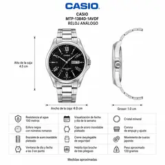 CASIO - Reloj Para Hombre Modelo MTP-1384D-1AVDF