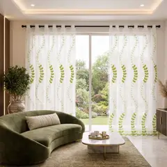 GENERICO - Cortina Velo Bordado Verde Argollado 270×220 cm – 2 Paneles | Elegante y Decorativa