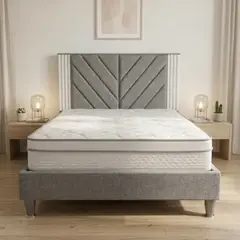 GENERICO - Combo Juego de Alcoba gold Doble GRIS 140x190: Base Cama, Colchón Semi-Ortopédico y Espaldar de Lujo