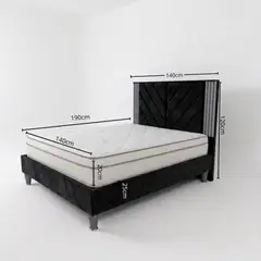 GENERICO - Combo Juego de Alcoba gold Doble NEGRO 140x190: Base Cama, Colchón Semi-Ortopédico y Espaldar de Lujo