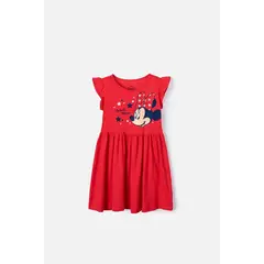DISNEY - Vestido de Minnie Mouse manga sisa rojo para niña
