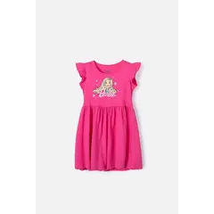 MATTEL - Vestido de Barbie manga corta fucsia para niña