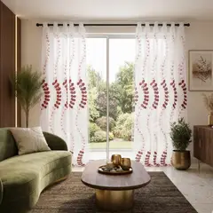 GENERICO - Cortina Velo Bordado Vinotinto Argollado 270×220 cm – 2 Paneles | Elegante y Decorativa