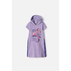 MIC - Vestido de K-pop Demon Hunter con capucha violeta para niña
