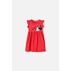 DISNEY - Vestido de Minnie Mouse con bolero en manga rojo para niña 2t a 5t