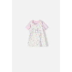 LITTLEMIC - Vestido de dos piezas manga corta rosado para bebé niña