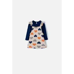LITTLEMIC - Vestido tipo jardinera azul y caqui para bebé niña