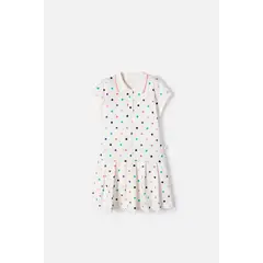MIC - Vestido marfil corto tipo polo para niña