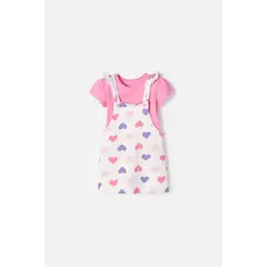 LITTLEMIC - Vestido tipo jardinera de multicolor para niña 2t a 5t