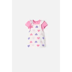 LITTLEMIC - Vestido de tipo jardinera multicolor para bebé niña