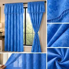 GENERICO - Cortina Translúcida con Cenefa Integrada 280×220 cm – 2 Paneles Azul