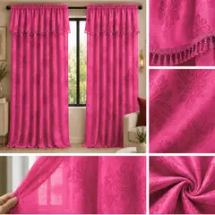 GENERICO - Cortina Translúcida con Cenefa Integrada 280×220 cm – 2 Paneles Fucsia