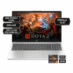 HP - PORTATIL 15-FC0354LA AMD RYZEN 5 7530U, DDR4 8GB, SSD 512 GB PCIE NVME M.2, 15.6"