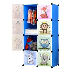 FRAGOLA KIDS - Closet Cajas Organizador Ropa Estante Armario Infantil Niño Azul