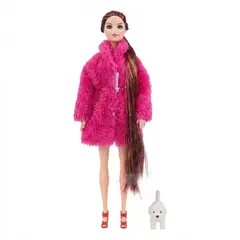 GENERICO - Muñeca Fashion Con Abrigo De Peluche Y Accesorios