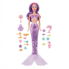 GENERICO - Muñeca Sirena Grande Brillante + Accesorios Del Mar