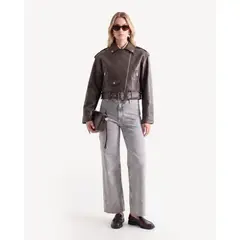 SEVEN SEVEN - Chaqueta Biker Corta En Pu Para Mujer Café