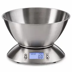 GENERICO - Báscula Digital Cocina 5 Kg Acero Inoxidable Bowl 1,8 L 1 g