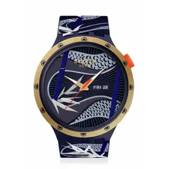 SWATCH - Relojes Unisex Blue And Golden Lithe Dancer. Reloj Silicona Azul SB05Z700