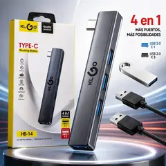 GENERICO - Hub Tipo C KLGO HB-14 4 en 1 USB 3.0 y USB 2.0