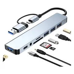 GENERICO - Hub USB-C 8 En 2 Adaptador Multipuerto USB SD TF Audio
