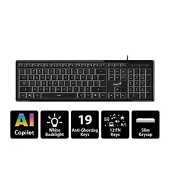GENIUS - Teclado SlimStar 820 Delgado Iluminado
