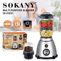 SOKANY - Licuadora Doble Multiusos 800w Plateada Sk-03031