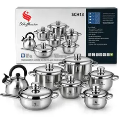 GENERICO - Set Ollas Schaffhausen 13 Piezas Acero Inoxidable Inducción