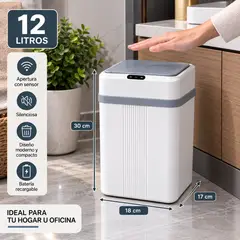 ONE PIXEL - Papelera Inteligente con Sensor Automático 12 Litros – Compacta y Silenciosa Blanco