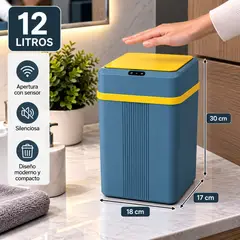 ONE PIXEL - Papelera Inteligente con Sensor Automático 12 Litros – Compacta y Silenciosa AZUL/AMARILLO