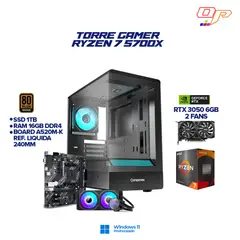 COMPUMAX - PC GAMER RYZEN 7 5700X + RTX 3050| LIQUIDA 240M| CHASIS NOVA 1 FAN RGB| RAM 16GB SSD 1TB M.2