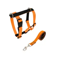 GENERICO - Arnés en H para perro Talla L, incluye Correa, Antiescape, antitirones Negro Naranja
