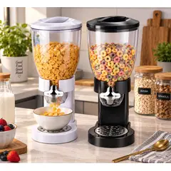 ONE PIXEL - Dispensador de Cereales 2 Litros con Perilla Giratoria para Alimentos Secos BLANCO