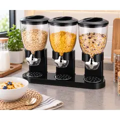 ONE PIXEL - Dispensador Triple de Cereales y Alimentos Secos con Dosificador NEGRO