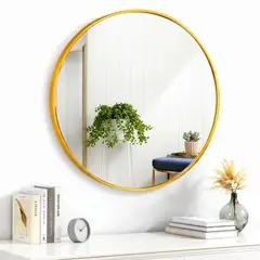 GENERICO - Espejo Decorativo Redondo 80 Cm Marco Dorado Elegante Para Hogar