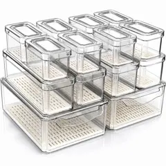 GENERICO - Kit X14 Organizadores Apilables Para Nevera Cocina Libres De BPA
