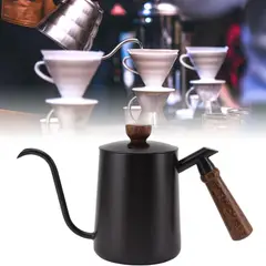 TRIPLE CLEAN - Jarra Cuello De Cisne Para Café y Té En Acero Y Cerámica Negra