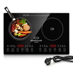 RENAHOUSE - Estufa De Inducción 2 Puestos 2000W Táctil Empotrable 110V