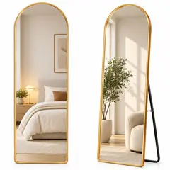 ONE PIXEL - Espejo De Pie Para Hogar Moderno Con Marco Dorado Decoracion Sofisticada