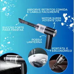GENERICO - Aspiradora portátil inalámbrica 500ml con accesorios para auto y hogar