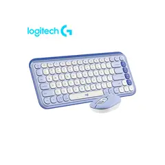 LOGITECH - Kit de Teclado y Mouse Inalámbrico POP ICON Lila con Teclas de Acceso Rápido