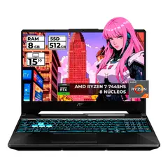 ASUS - Portátil Gamer Tuf A15 Ryzen 7 7445HS, 8GB RAM, 512GB SSD y RTX 3050 FHD de 15.6" 144Hz