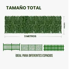 GENERICO - Enredadera En Malla De Hojas Artificiales Plegable Tupida 3m X 1m Color Verde